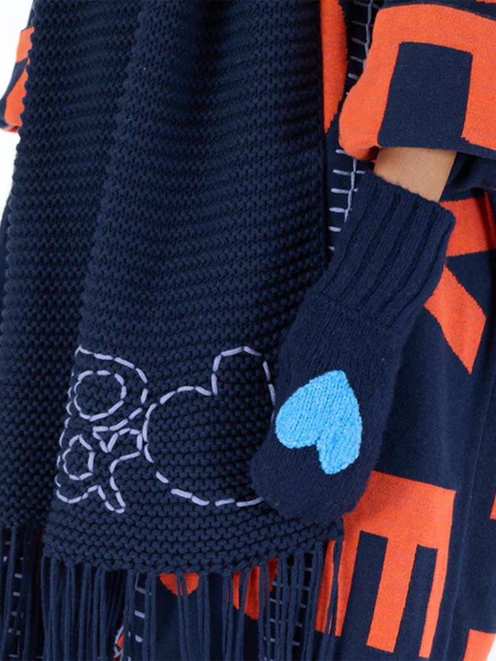 Patch Mittens in Indigo