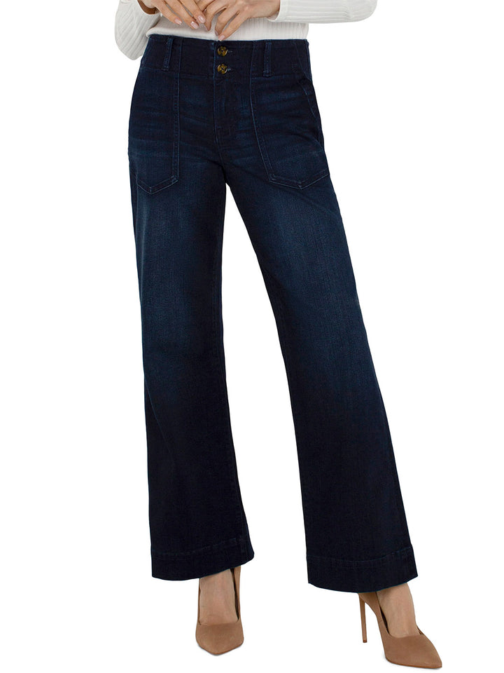 Patch Pocket Wide Leg Trouser in Summit Lake