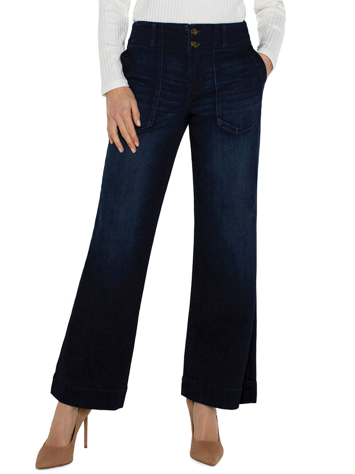Patch Pocket Wide Leg Trouser in Summit Lake