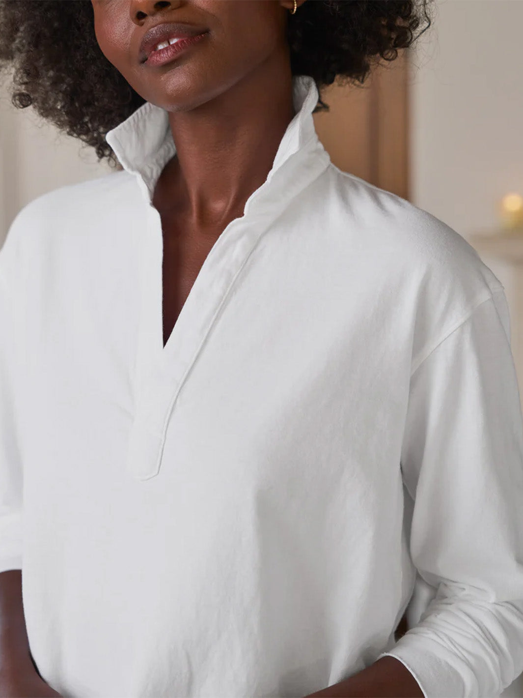 Patrick Heritage Jersey Popover Henley in White