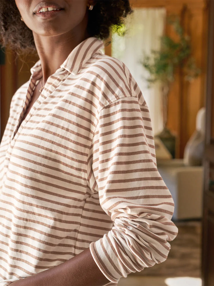 Patrick Popover Henley in Camel Stripe