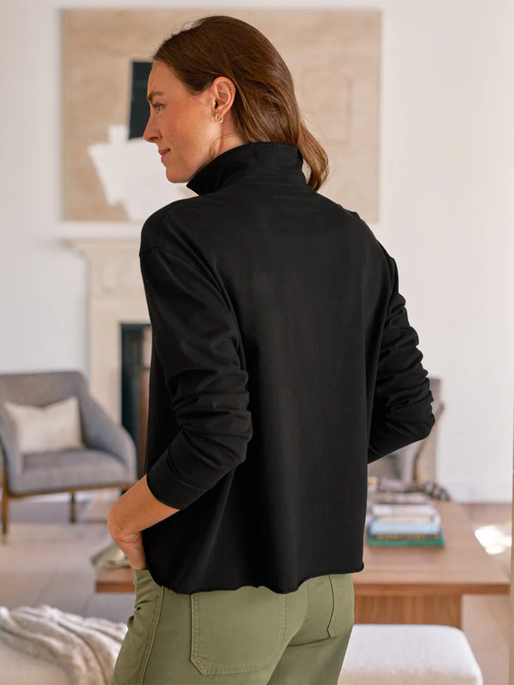 Patrick Heritage Jersey Popover Henley in Black