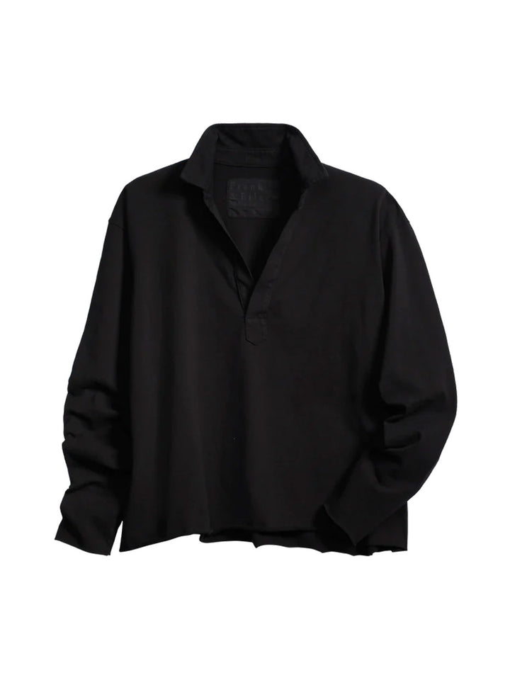 Patrick Heritage Jersey Popover Henley in Black
