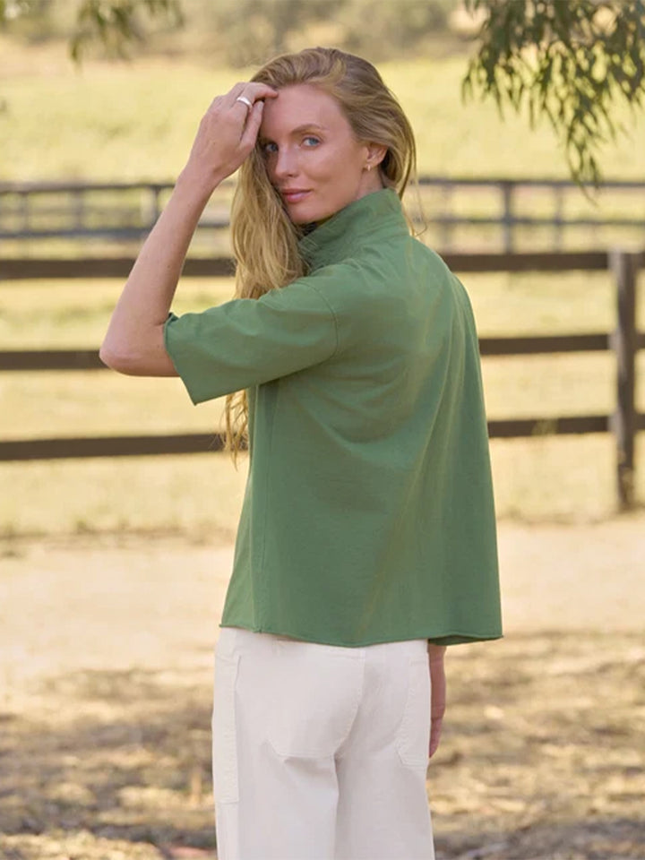Patty Short-Sleeve Popover Henley in Nori