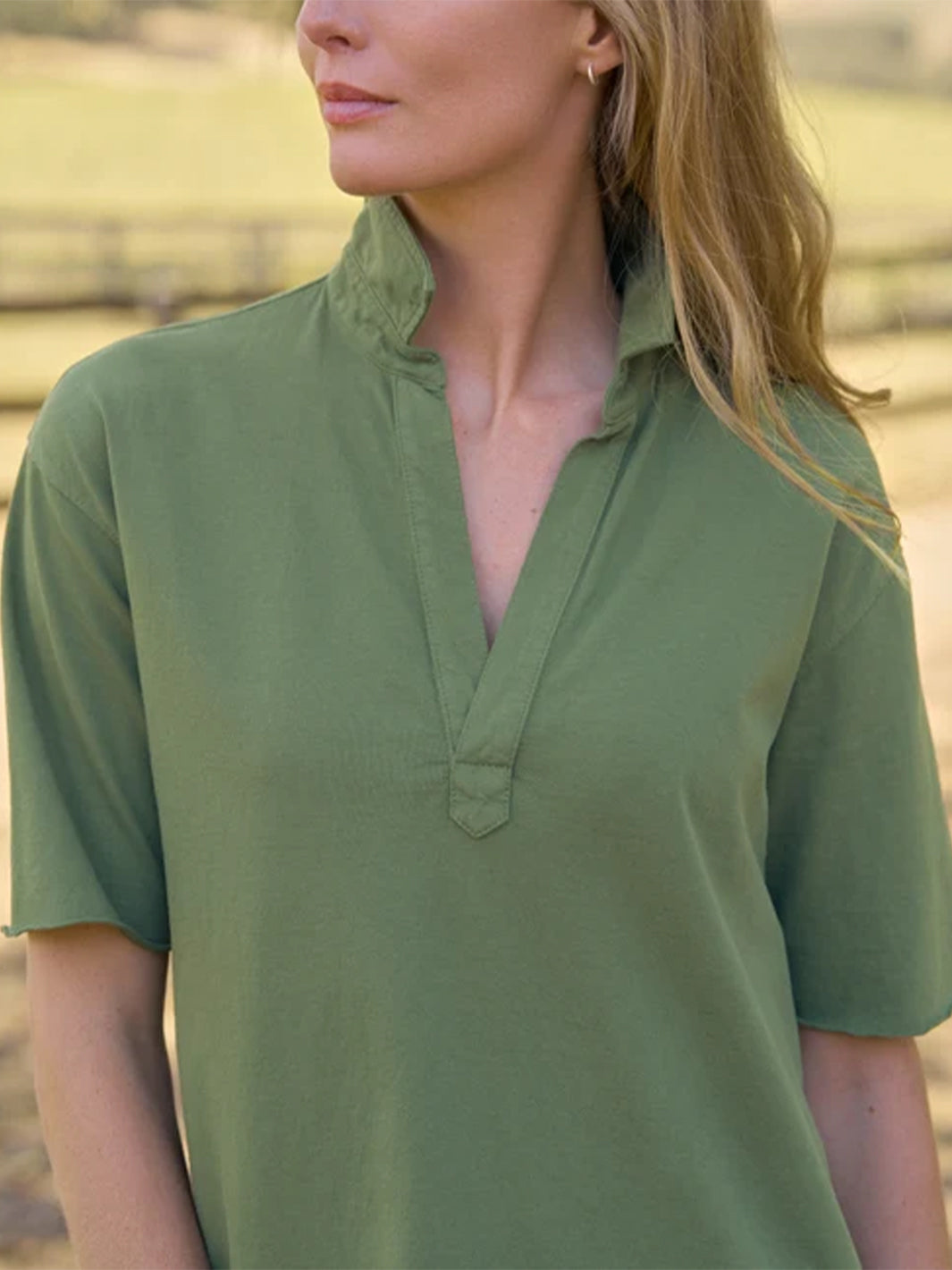 Patty Short-Sleeve Popover Henley in Nori