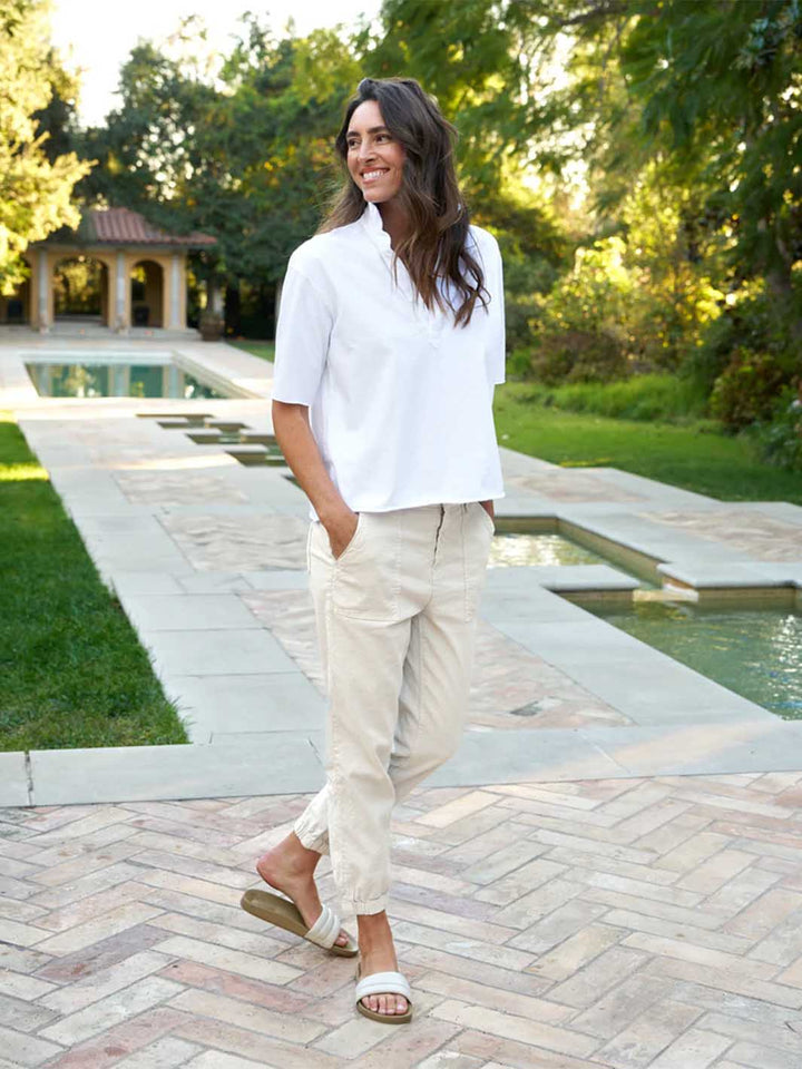 Patty Short Sleeve Popover Henley in White
