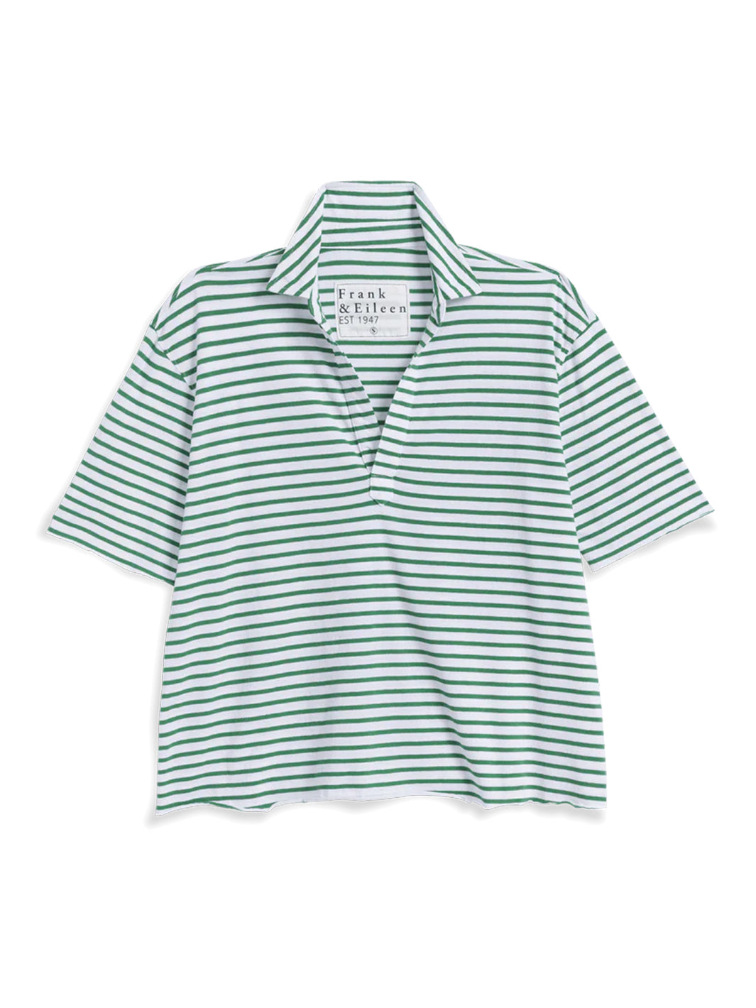 Patty Short Sleeve Popover Shirt in Green/White Stripe