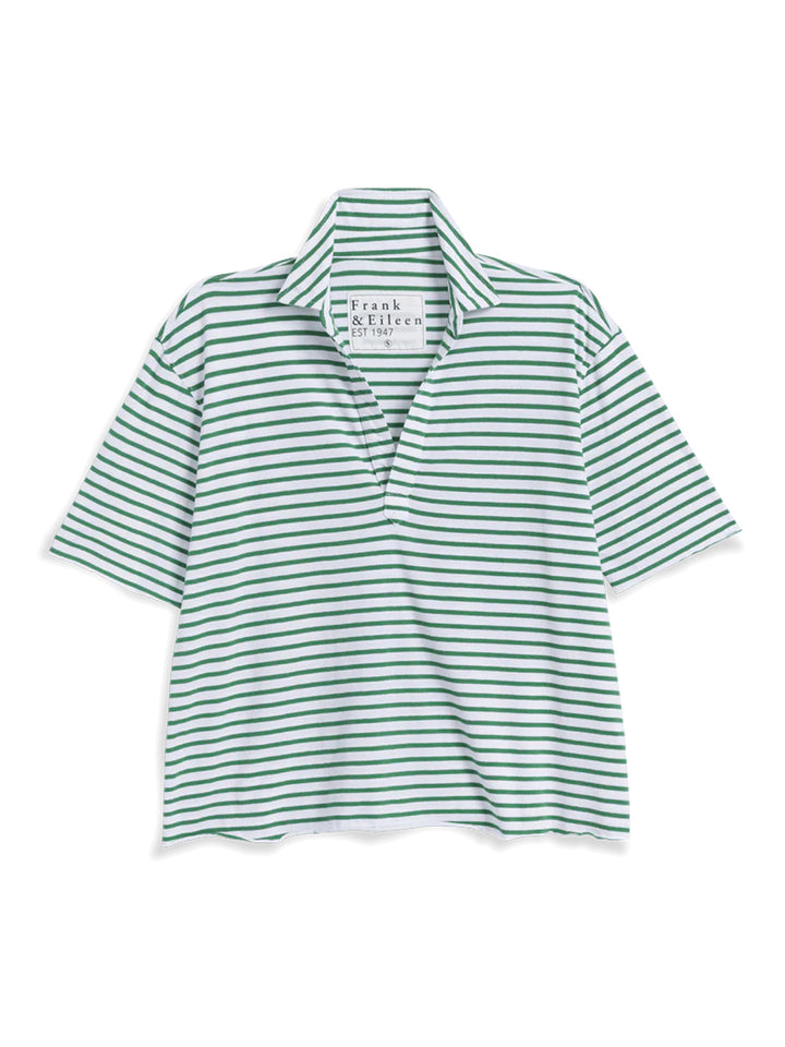 Patty Short Sleeve Popover Shirt in Green/White Stripe