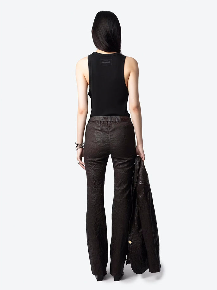 Pauline Crinkle Leather Pants in Land