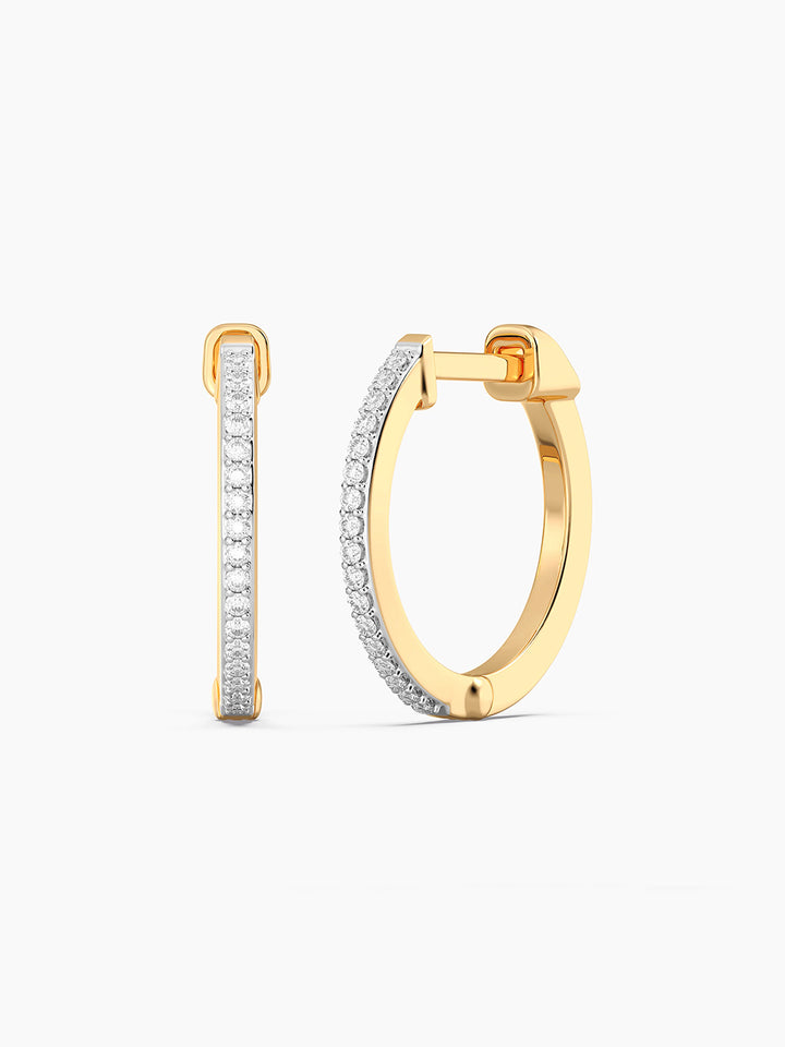 Classic Pave Diamond Huggie Earrings in Gold