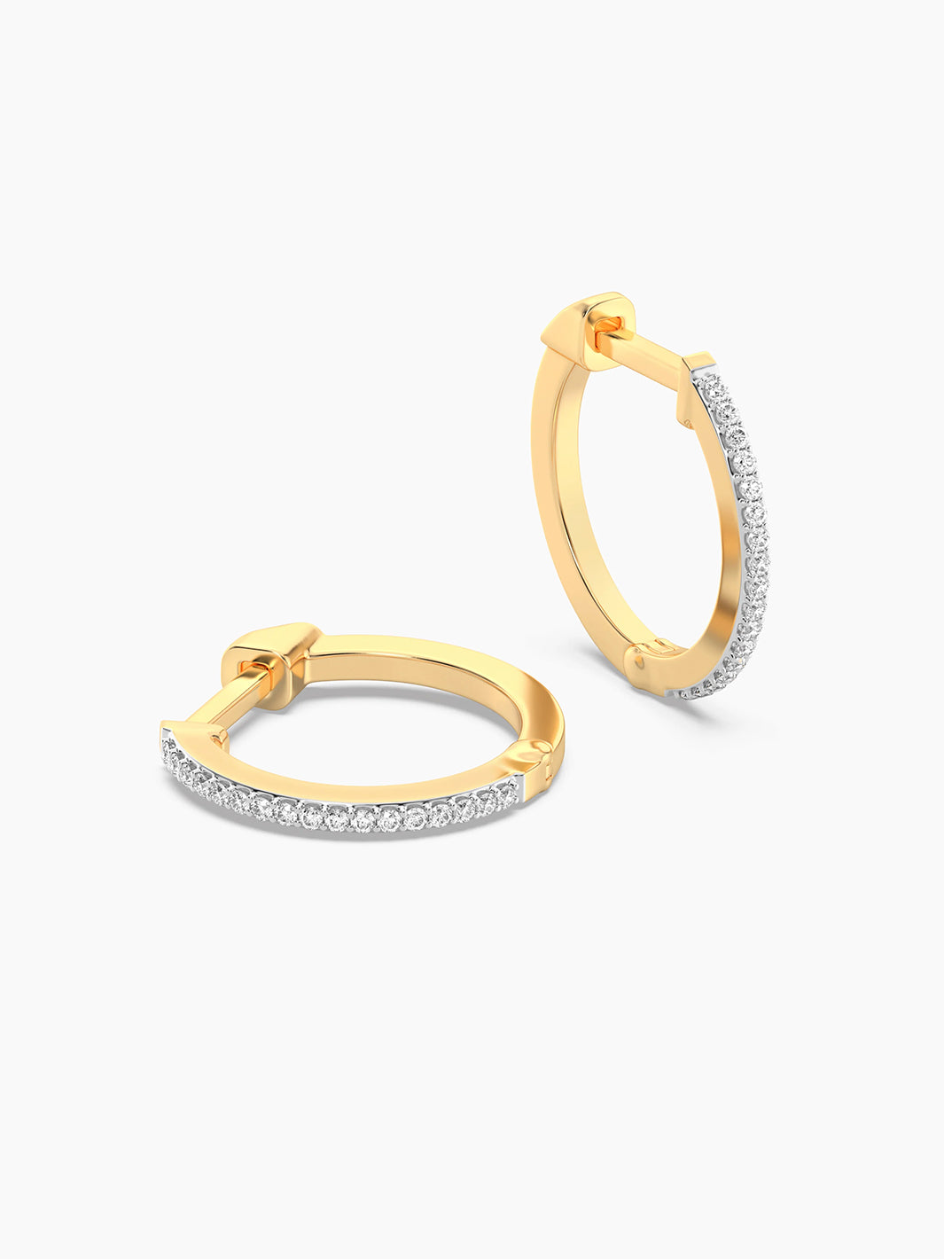 Classic Pave Diamond Huggie Earrings in Gold