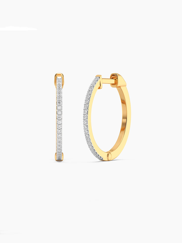 Classic Pave Diamond Huggie Earrings in Gold