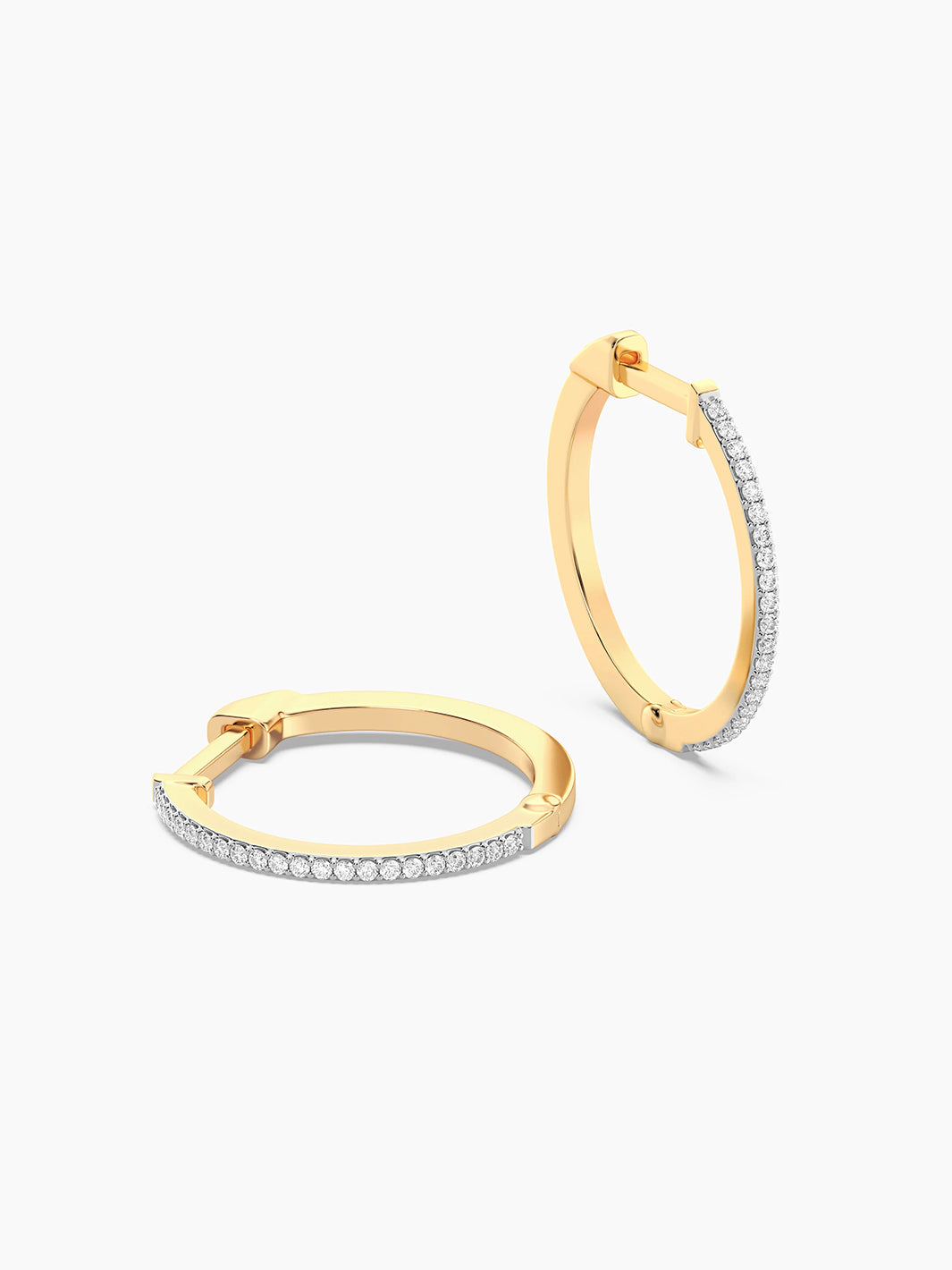 Classic Pave Diamond Huggie Earrings in Gold
