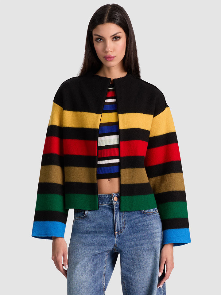 Pearson Striped Sweater Jacket in Black Multi