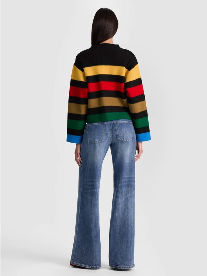 Pearson Striped Sweater Jacket in Black Multi