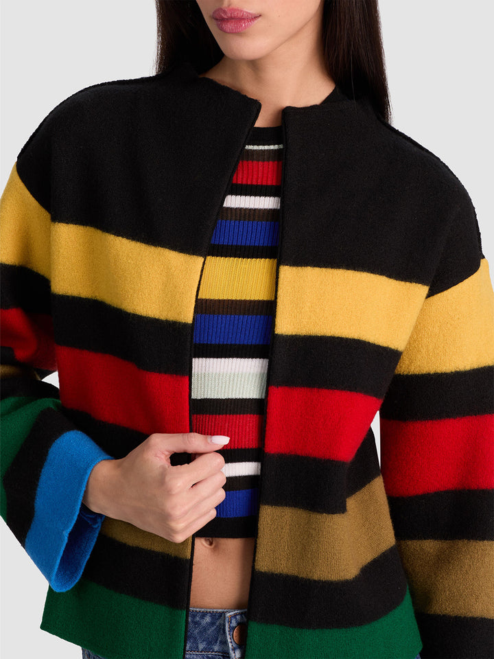 Pearson Striped Sweater Jacket in Black Multi