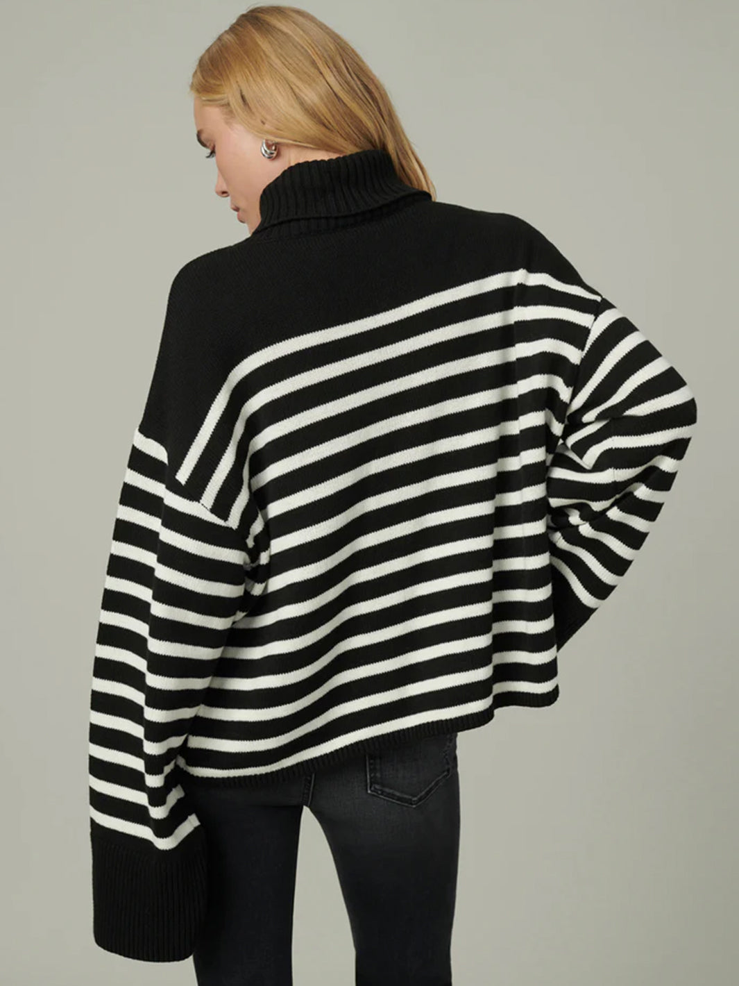 Penelope Stripe Sweater in Black/White