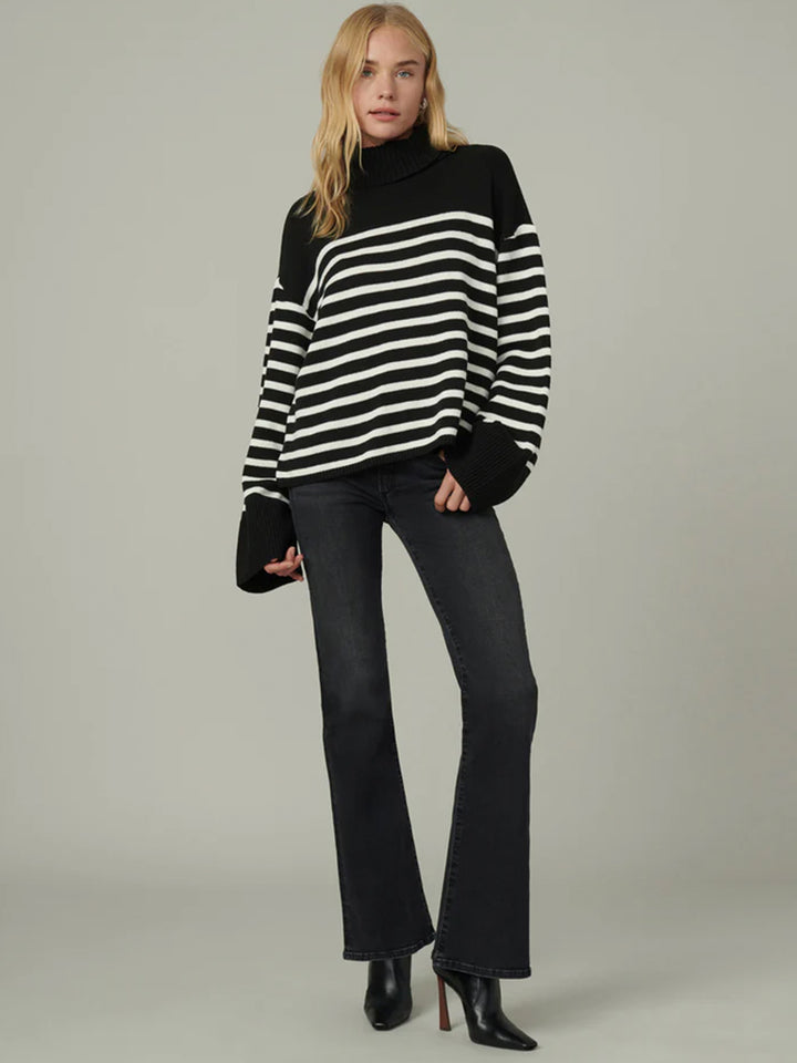 Penelope Stripe Sweater in Black/White