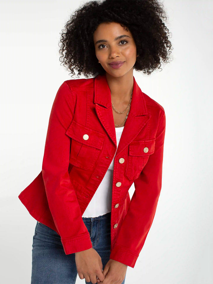Peplum Jacket With Tab Detail in Fire Brick