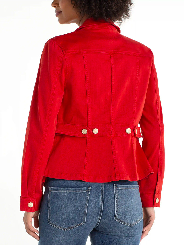Peplum Jacket With Tab Detail in Fire Brick