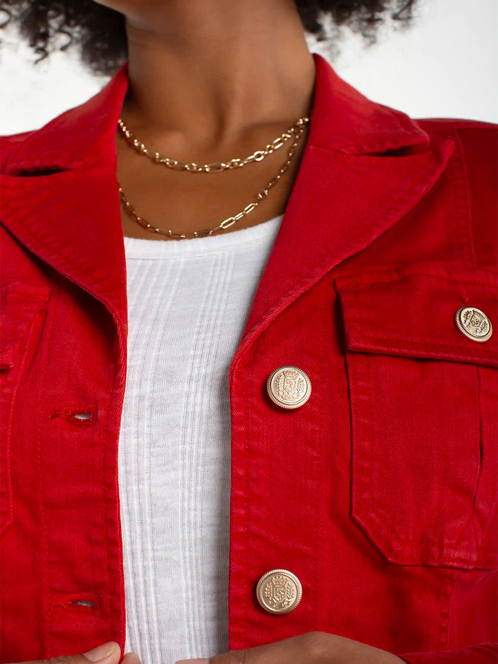 Peplum Jacket With Tab Detail in Fire Brick