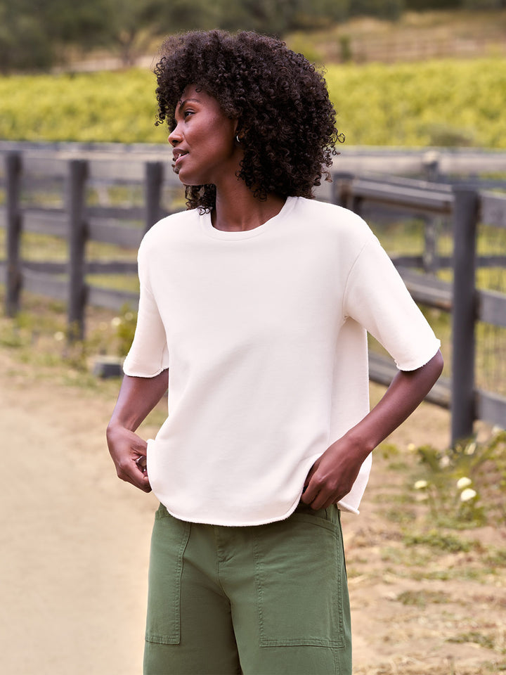 Perry Crewneck Short Sleeve Tee in Vintage White