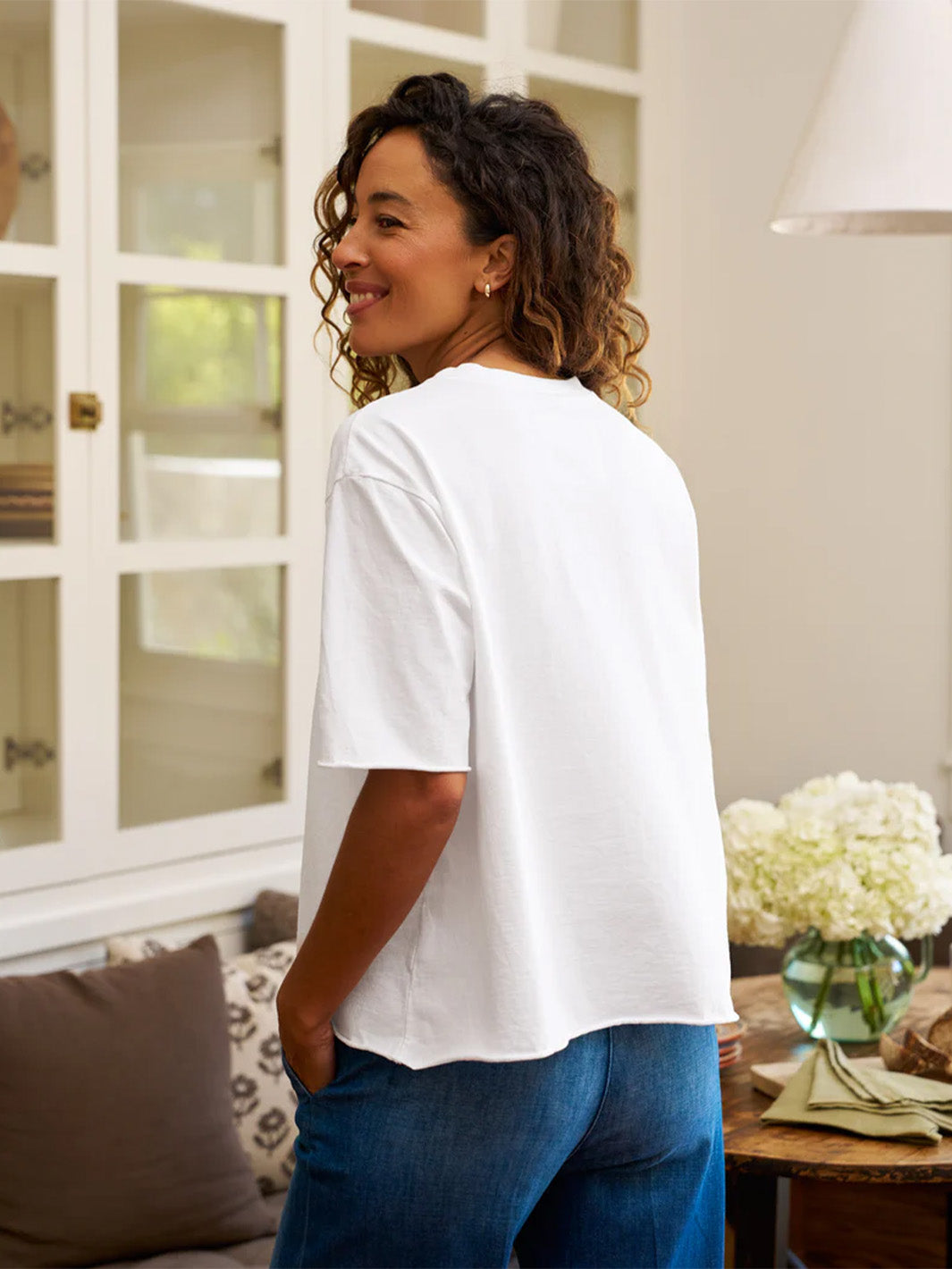 Perry Short Sleeve Crew Neck Tee in White