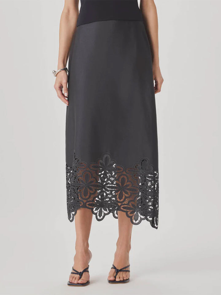 Pia Eyelet Skirt in Lead