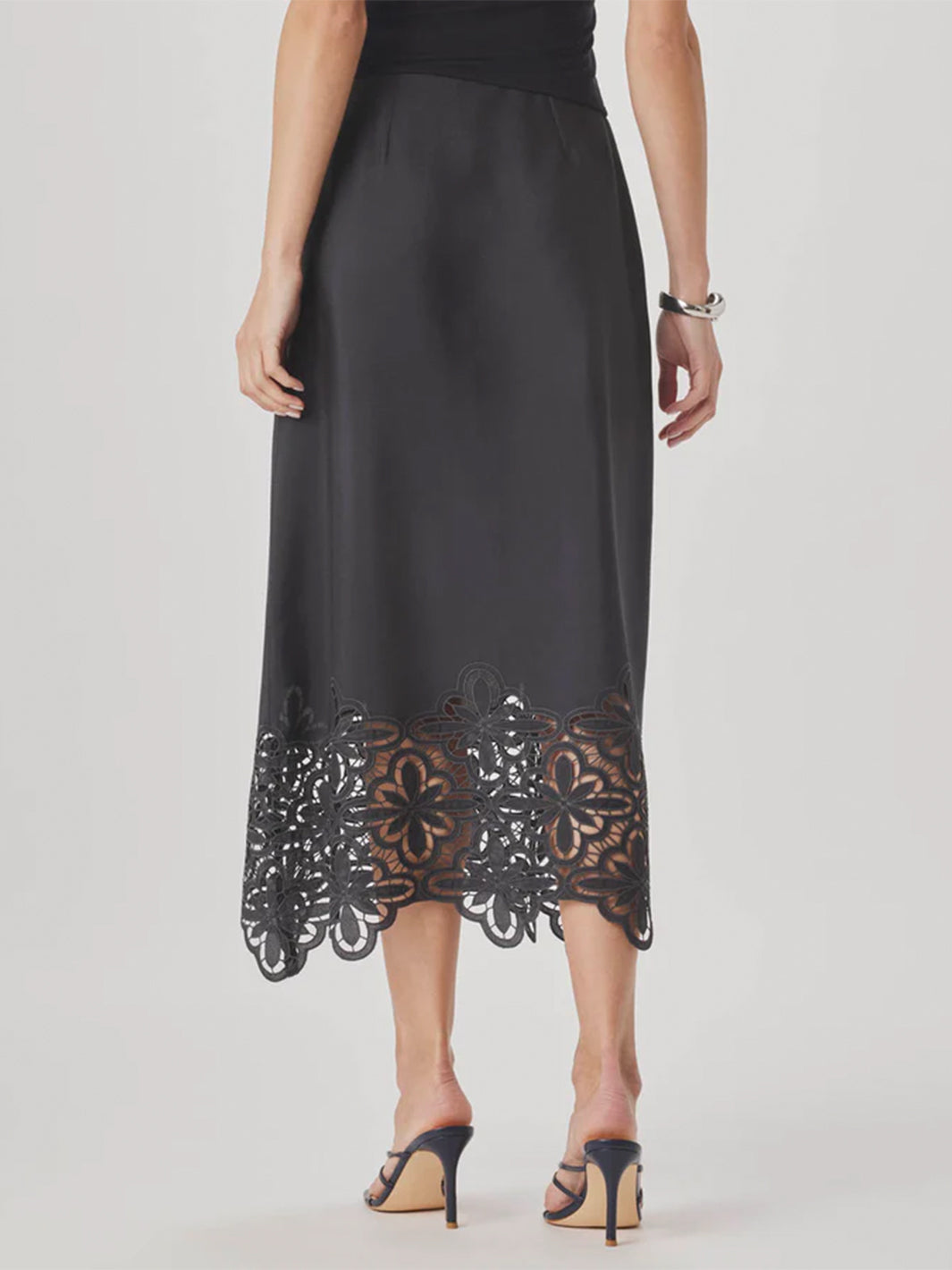 Pia Eyelet Skirt in Lead
