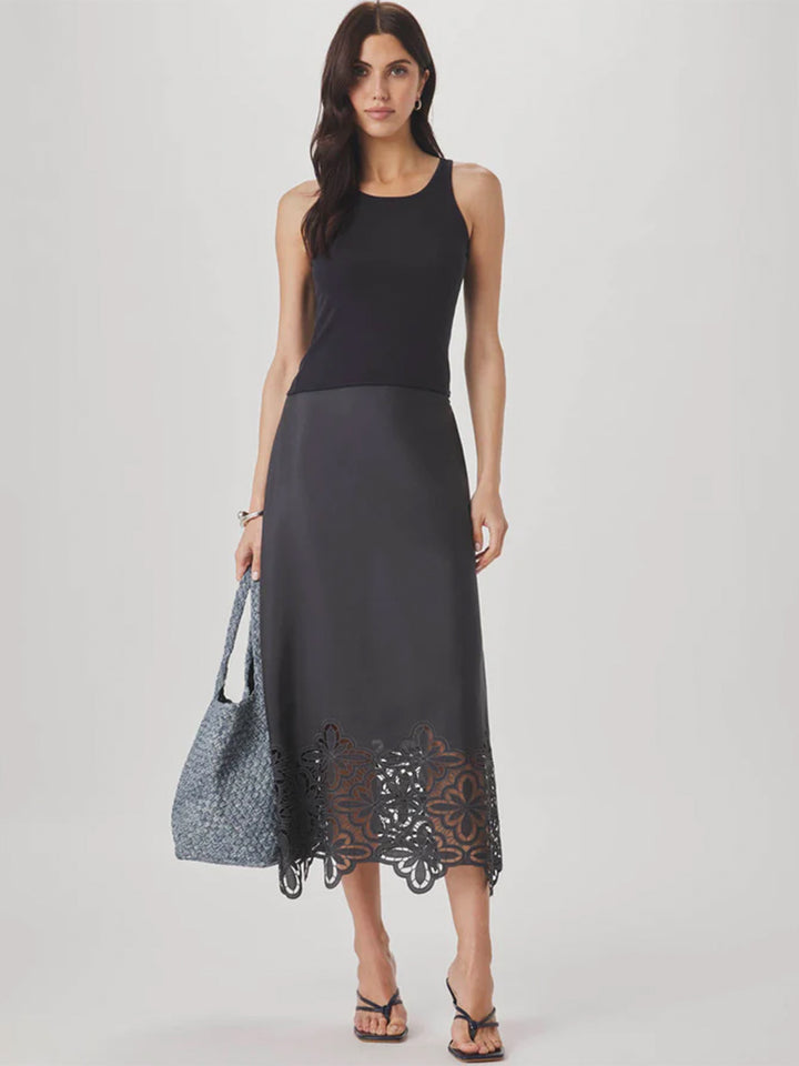 Pia Eyelet Skirt in Lead