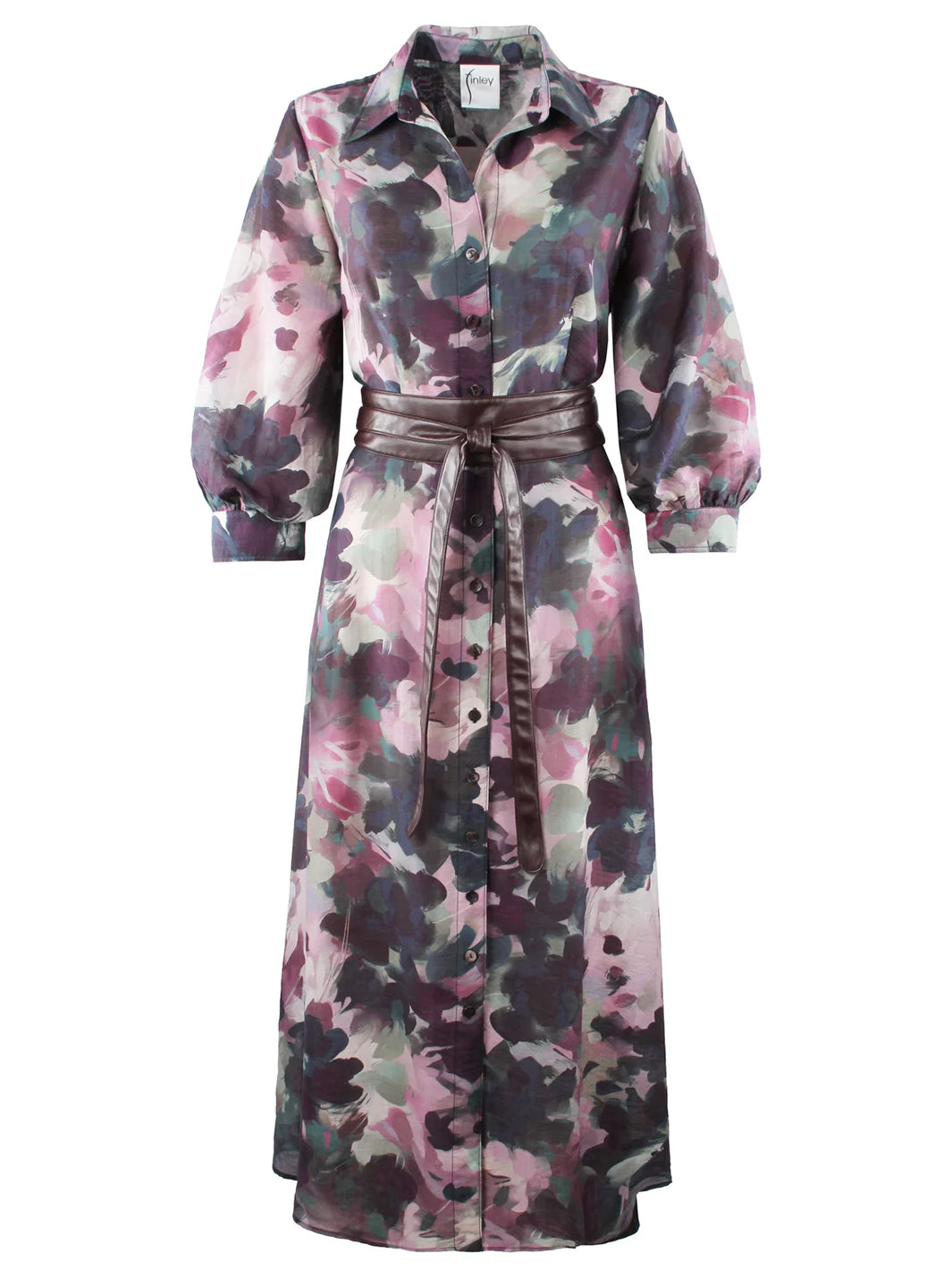 Pilar Floral Tie Front Maxi Dress in Purple