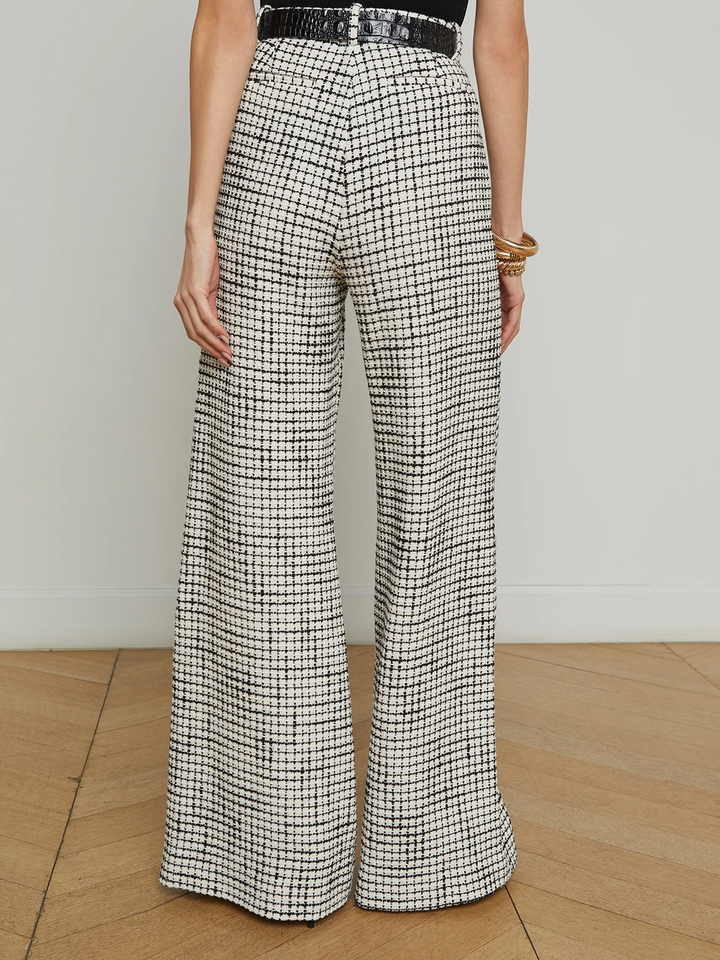 Pilar Wide Leg Pant in Ecru/Black