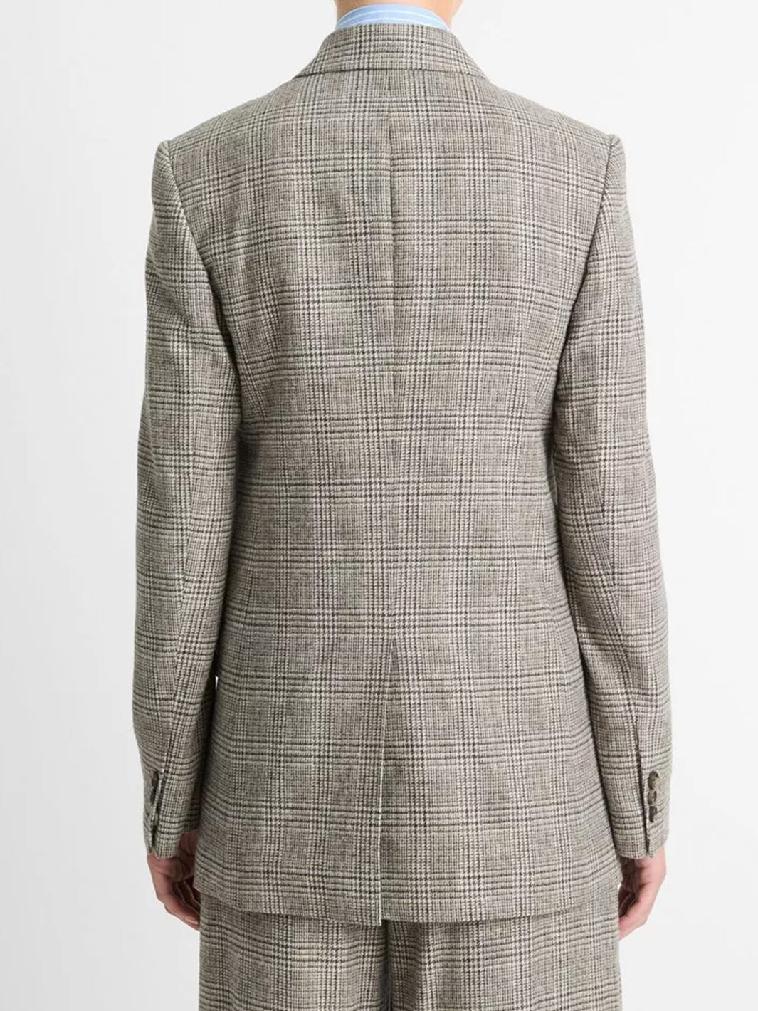 Plaid Italian Wool-Blend Double Breasted Jacket in Heritage Grey