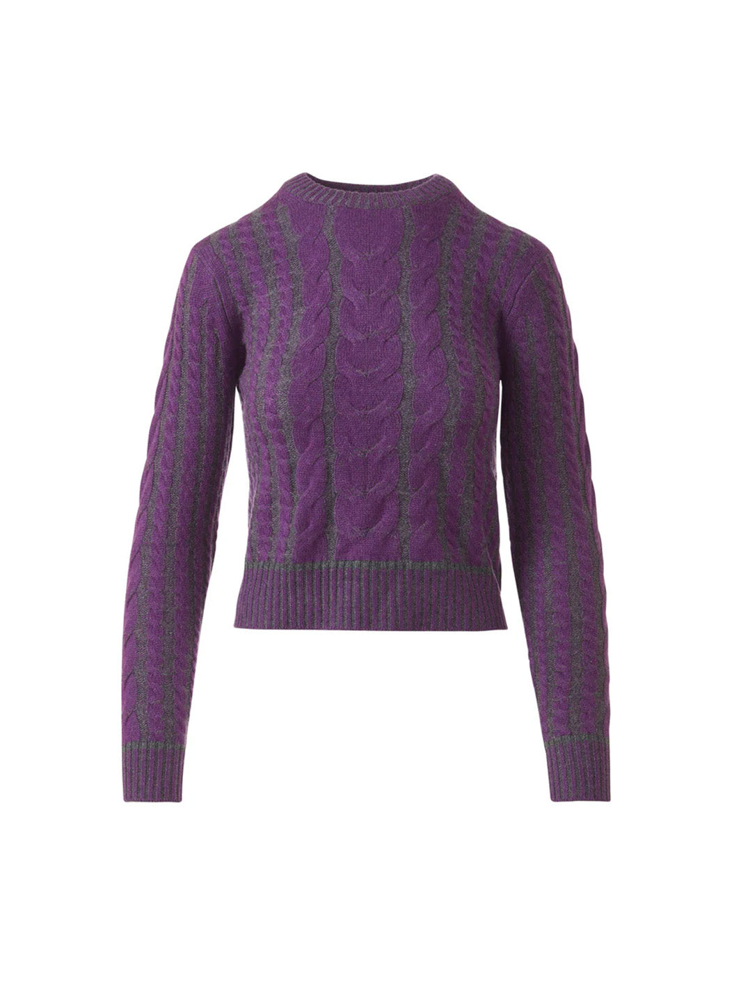Plaited Tipped Cable Crew in Violet Multi