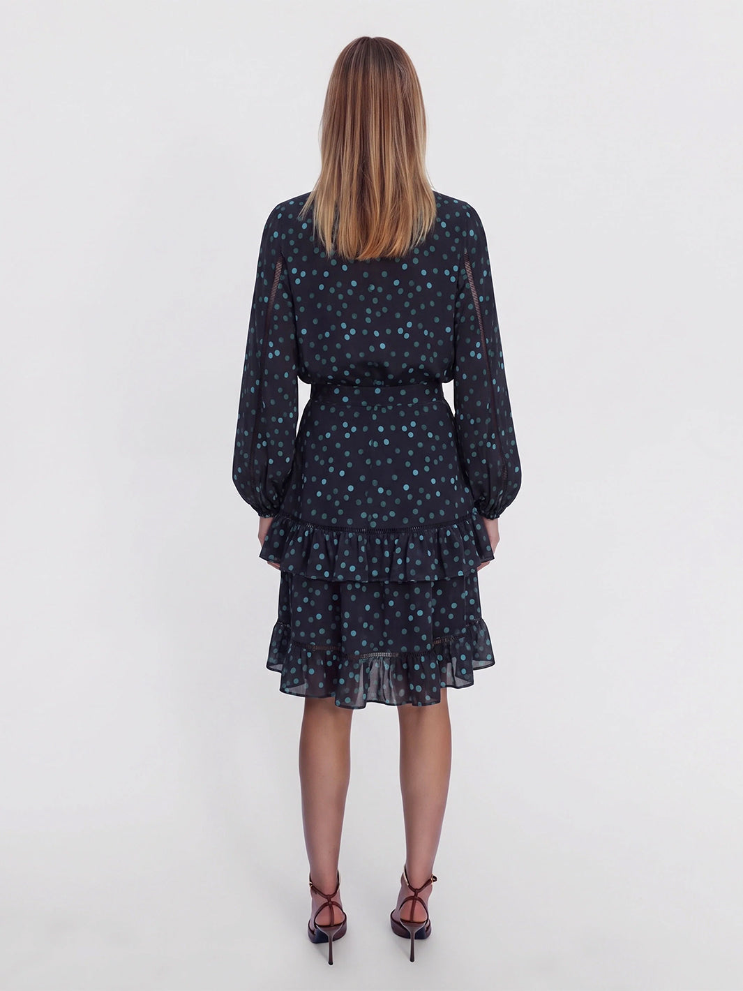 Nike Feather Print Ruffle Bouffant Shirt in Teal