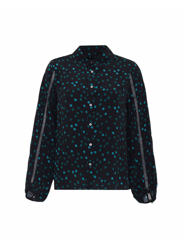 Nike Feather Print Ruffle Bouffant Shirt in Teal