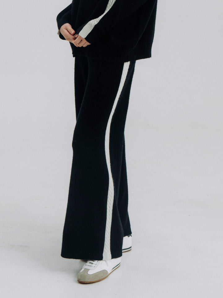 Pollack Two-Toned Wide Leg Pant in Black Cream