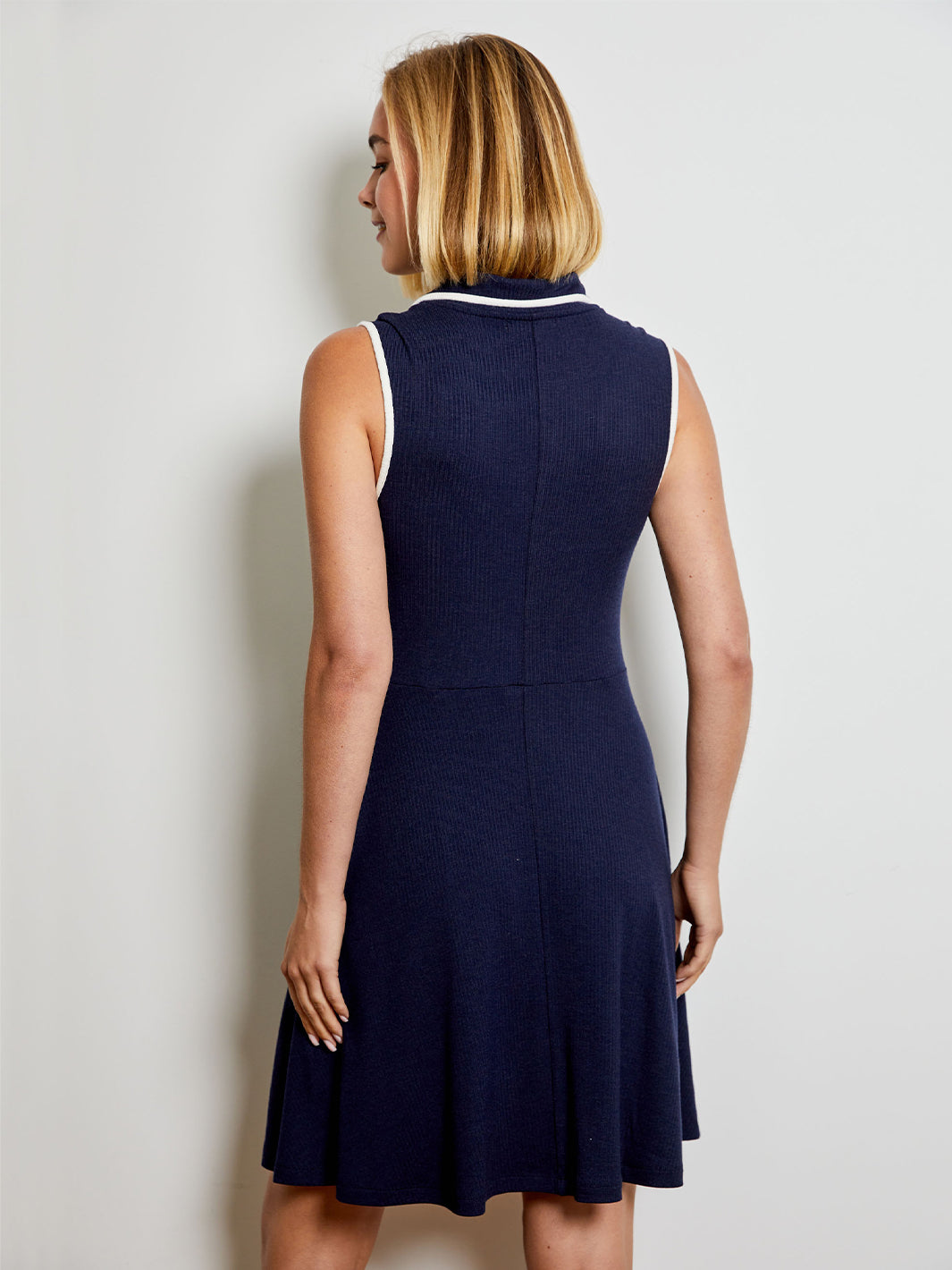Sleeveless Polo Dress w/Tipping in Navy Combo