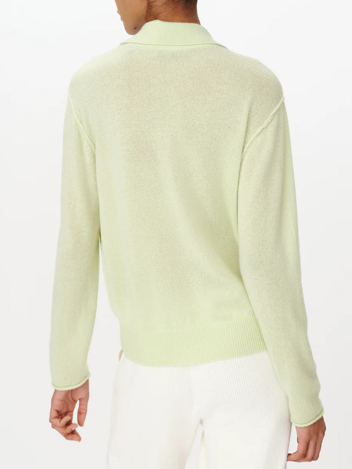 Cashmere Oversized Polo Sweater in Mint Tint