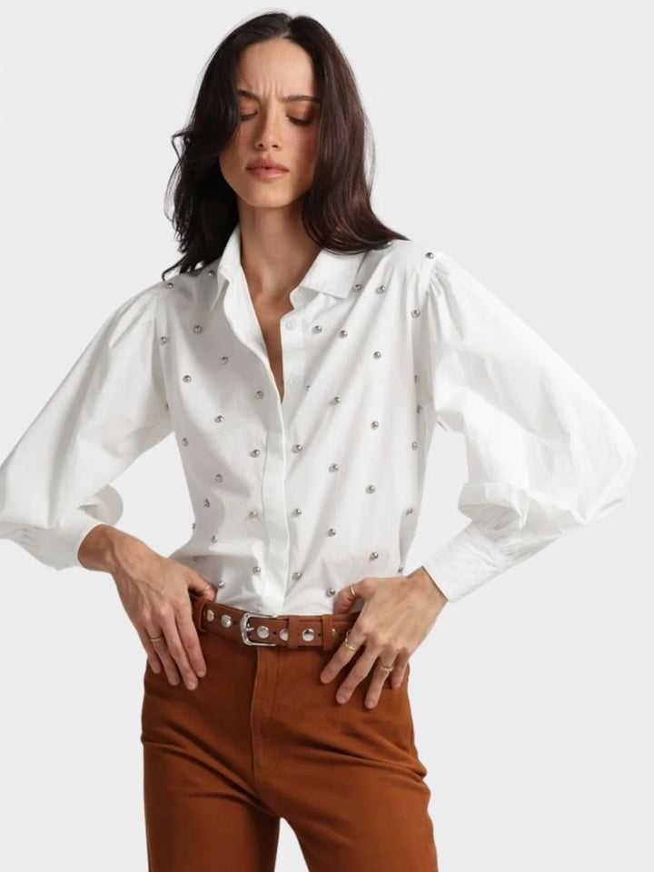 Poplin Shirt Studs in White