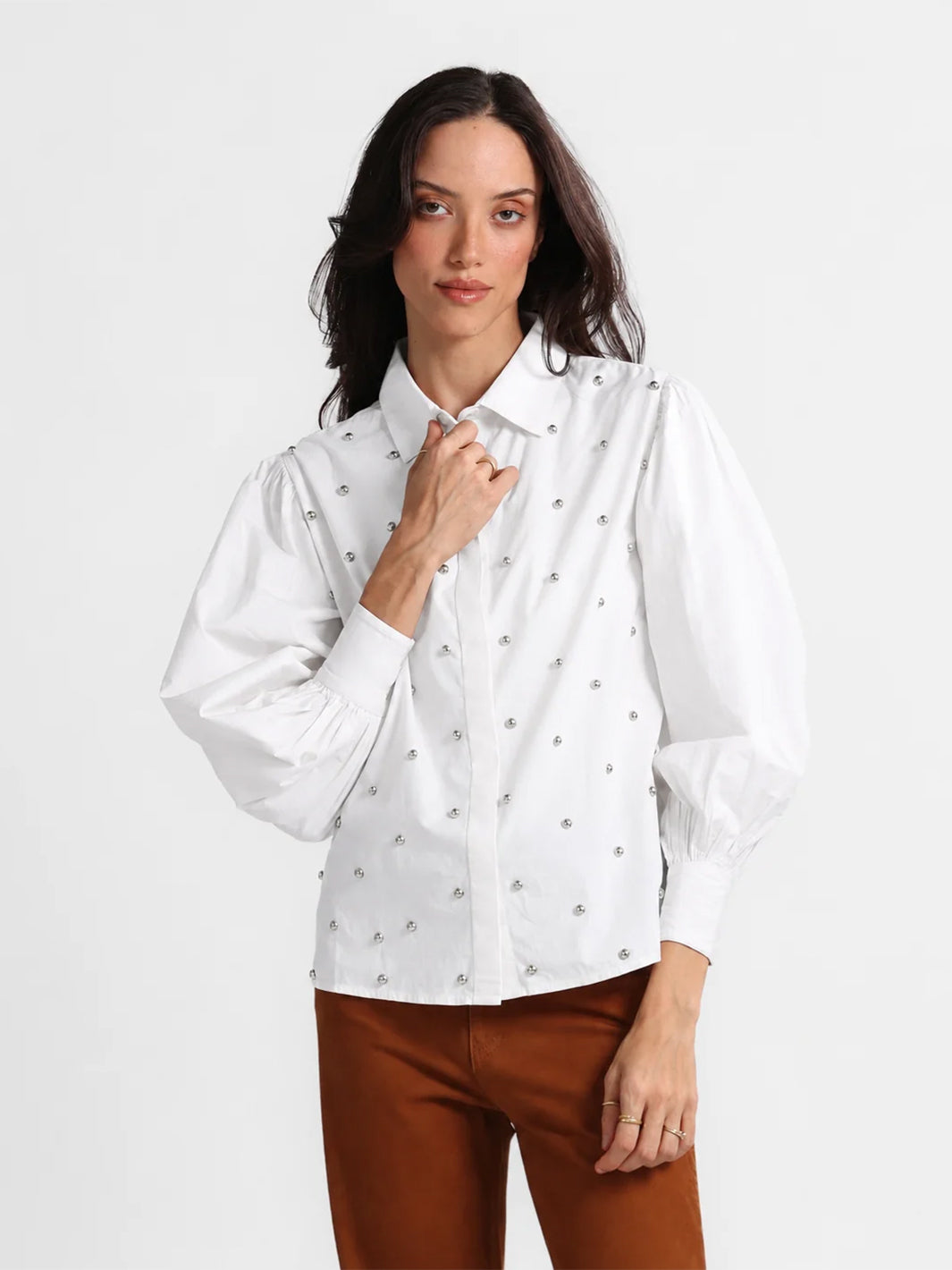 Poplin Shirt Studs in White