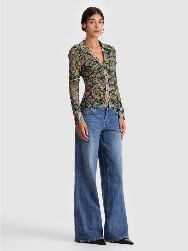 Portia Mesh Button Down in Paisley Poem