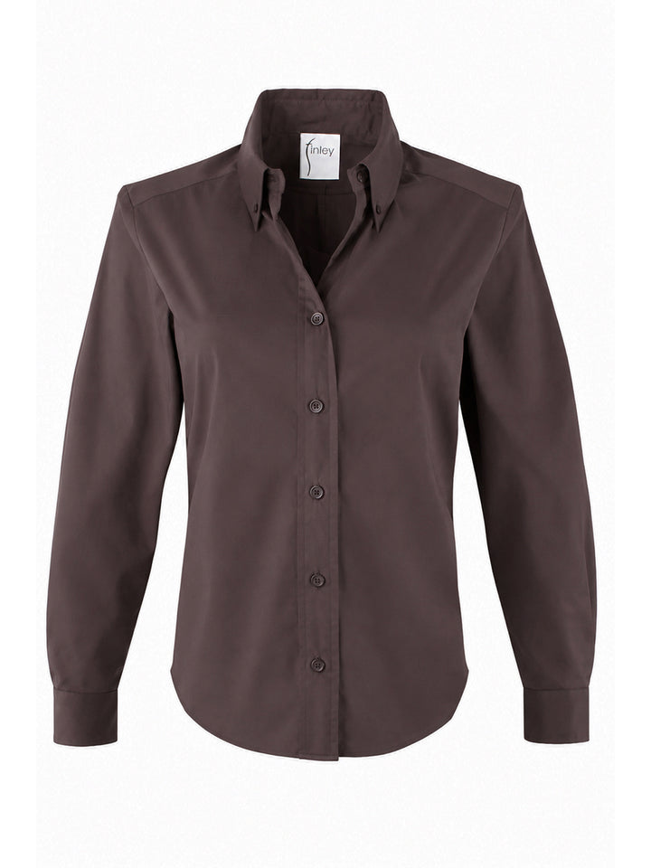 Silky Popli Preppy Shirt in Chocolate Brown