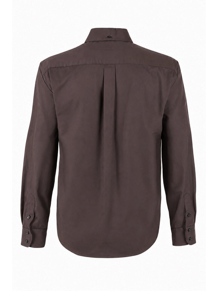 Silky Popli Preppy Shirt in Chocolate Brown