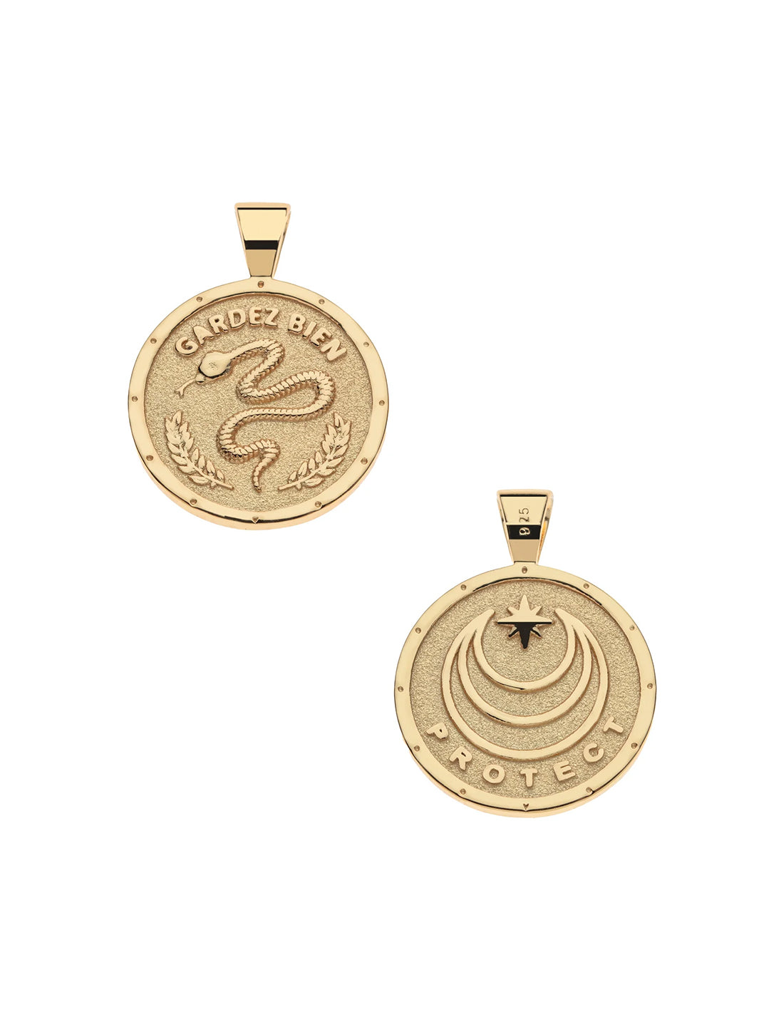 PROTECT JW Small Pendant Coin and Drawn Link Chain in Gold