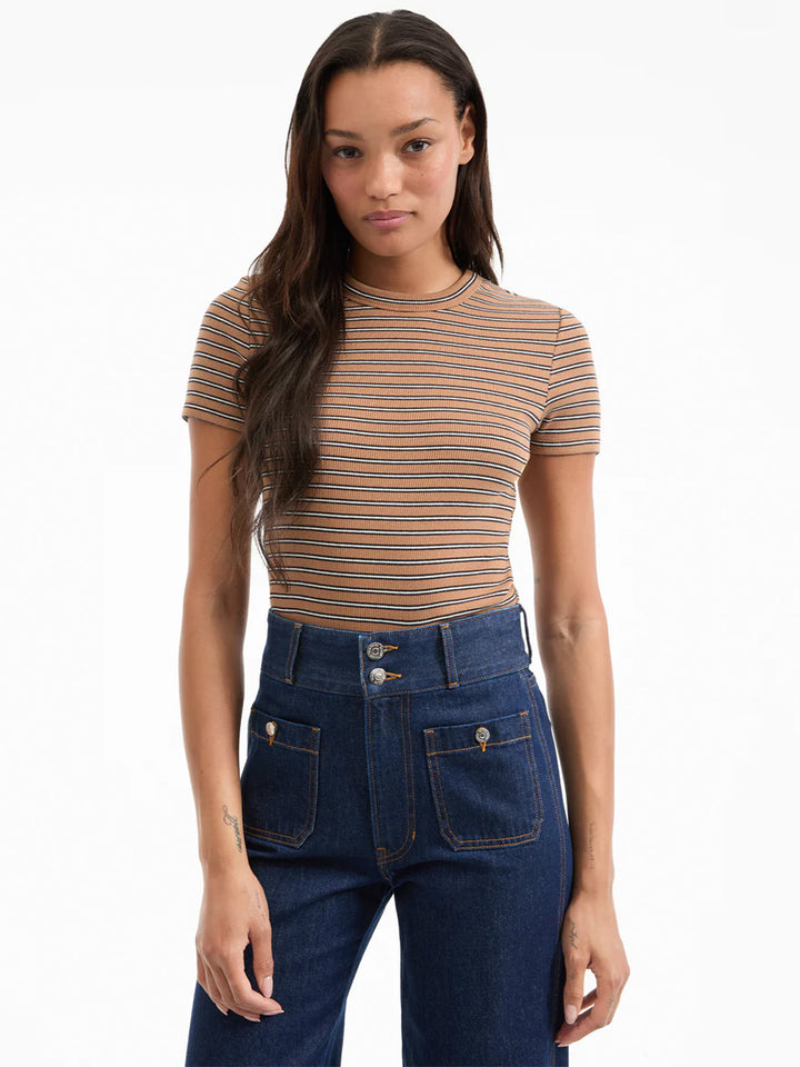 Pruitt Striped Tee in Brown Multi