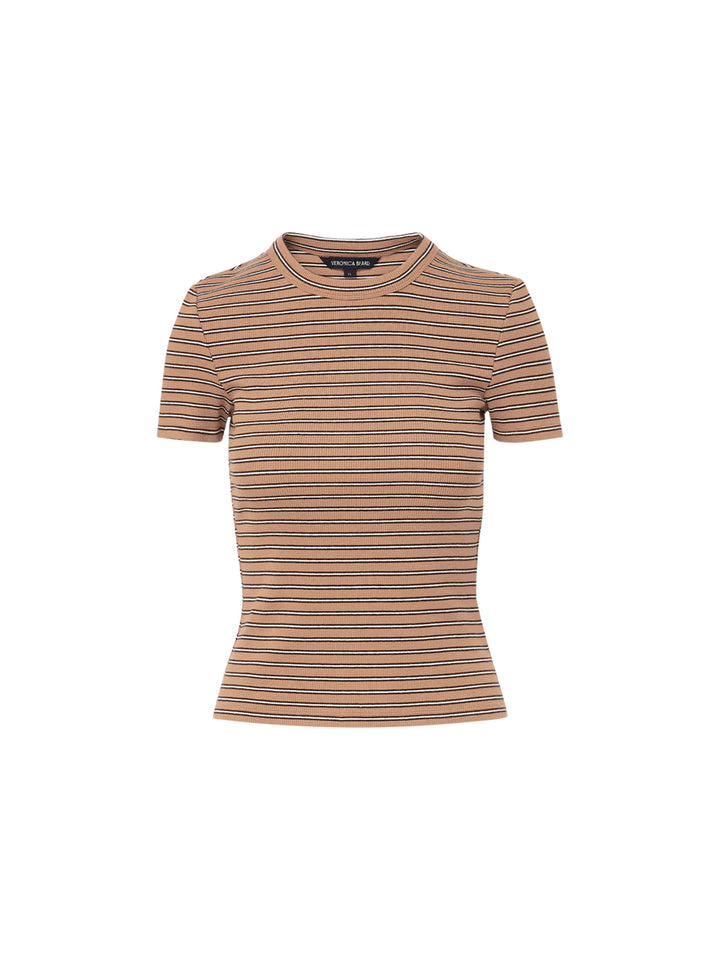 Pruitt Striped Tee in Brown Multi