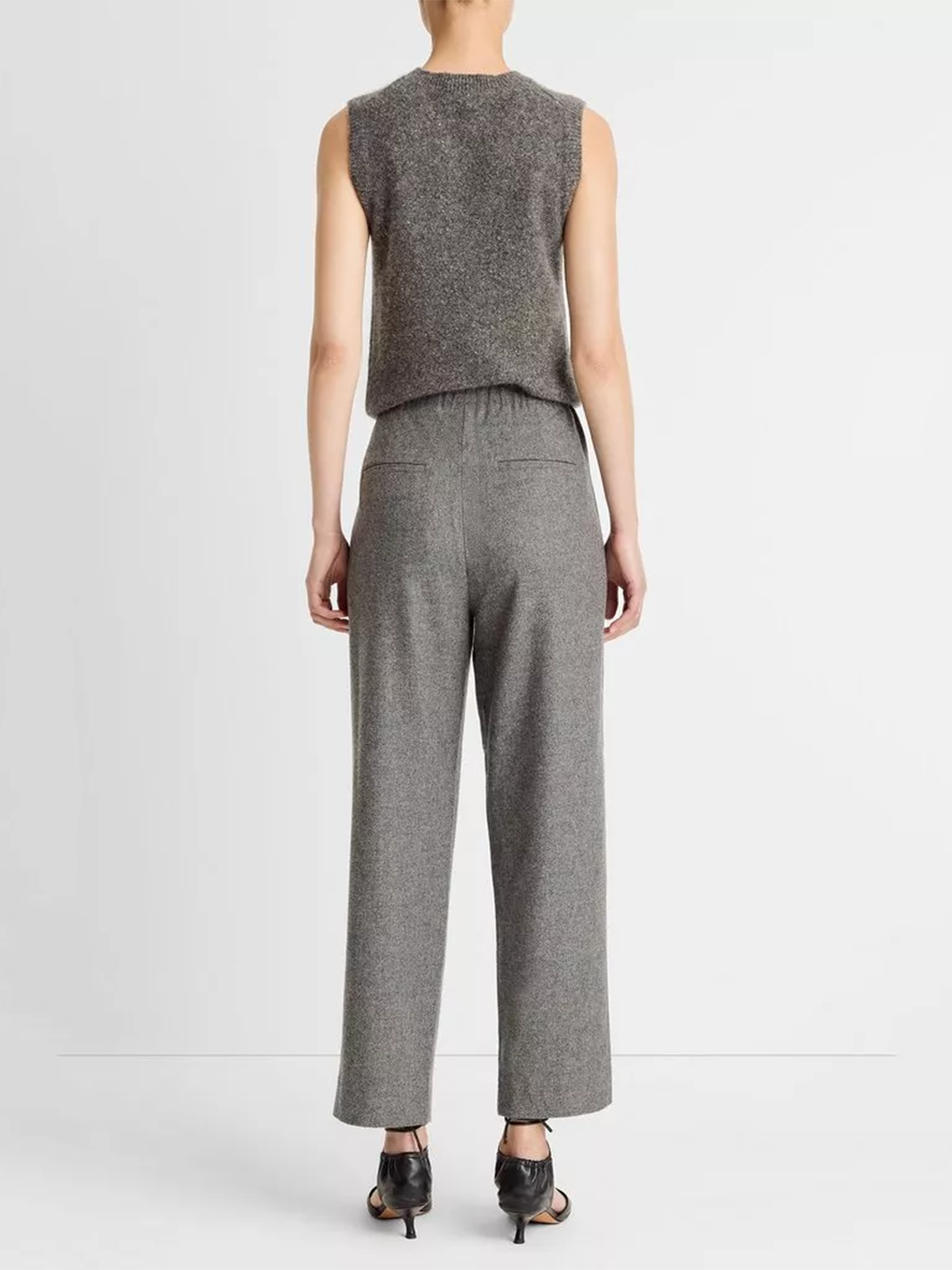 Italian Wool-Blend Easy Pull-On Pant in Heather Grey