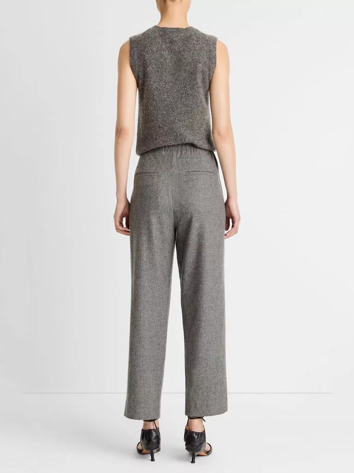 Italian Wool-Blend Easy Pull-On Pant in Heather Grey