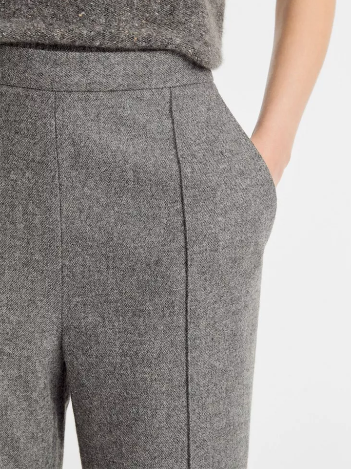 Italian Wool-Blend Easy Pull-On Pant in Heather Grey